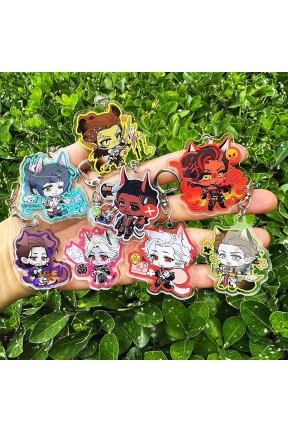 Tactical RPG Party Acrylic Keychain Cute Chibi Game Fan Art Bag Charm, random 1 pack