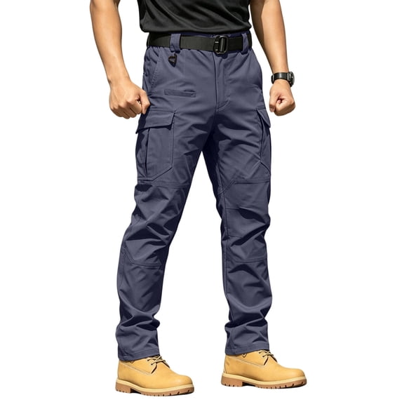 Tactical Ripstop Cargo Pants for Men Water Resistant Relaxed Fit Multi Pockets Fall Hiking Work Pant Dark Blue 3XL