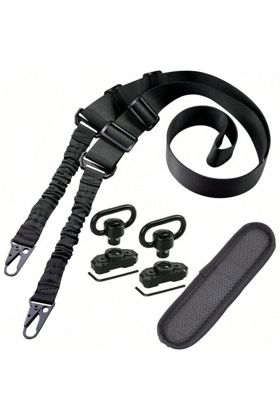 Tactical Sling Combo Set - Adjustable Two Point Traditional QD Sling with Extra Length and 360° Rotation Swivel Mounts, Shoulder Pad Included