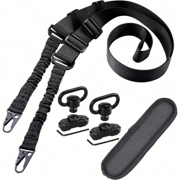 Tactical Sling Combo Set - Adjustable Two Point Traditional QD Sling with Extra Length and 360° Rotation Swivel Mounts, Shoulder Pad Included