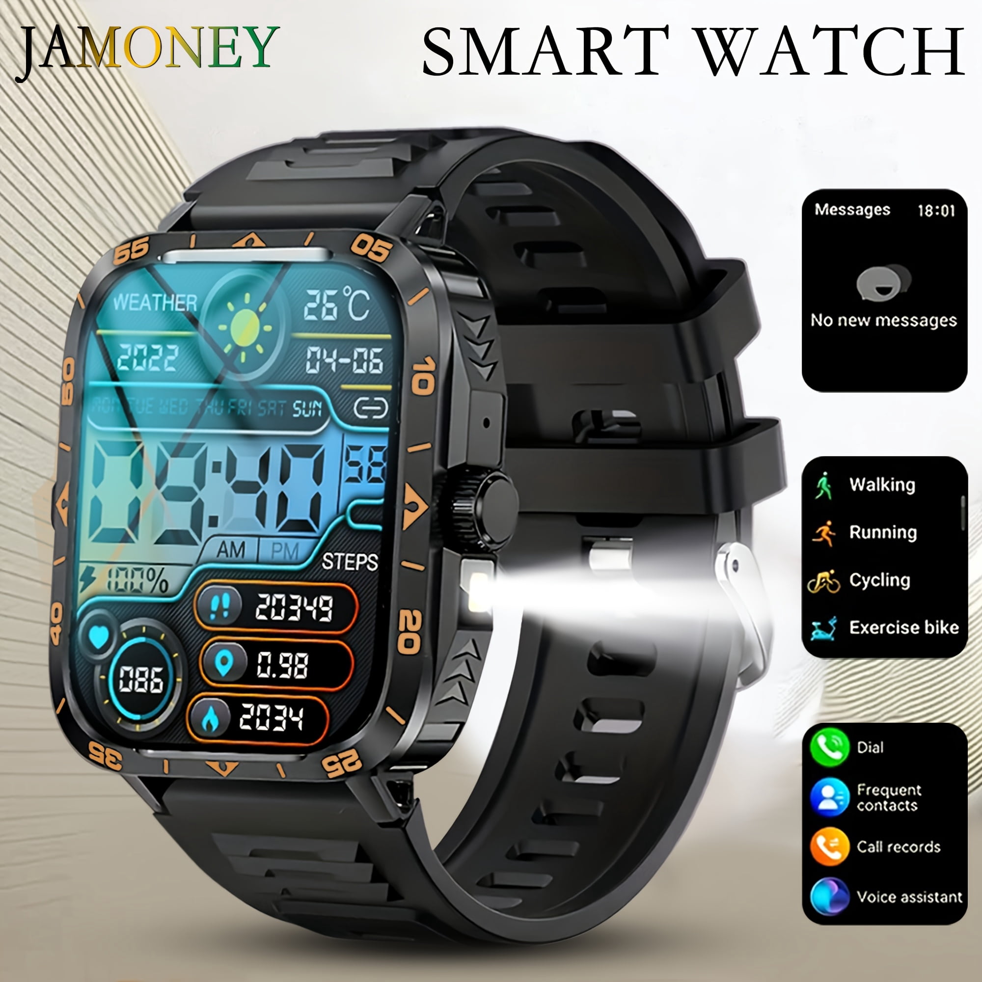 Tactical Smart Watch Men, 2.01