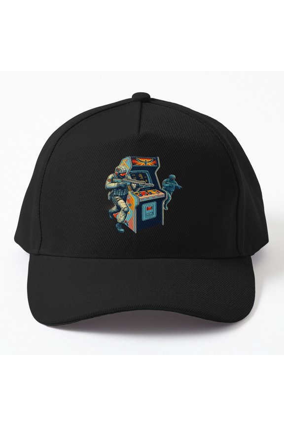 Tactical Soldiers Arcade Baseball Hat, Retro Combat Game-Inspired Graphic Design, Classic Cap