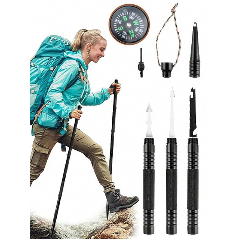 Tactical Stick Hiking Walking Staff - Trekking Poles Outdoor Tactical Staff  Adjustable Hiking Stick For Survival Camping Hiking