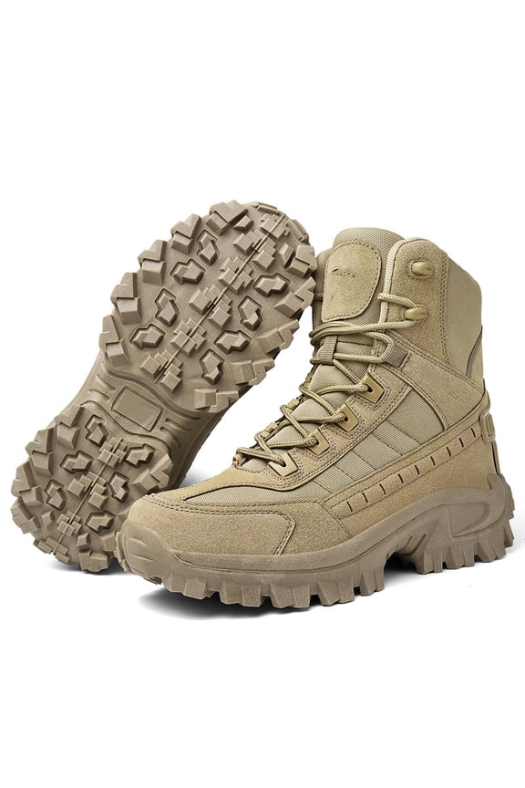 Tactical-Style Combat Boots for Men, Waterproof Anti-Slip Outdoor Hiking & Work Shoes, Rugged Durable Footwear for Adventure