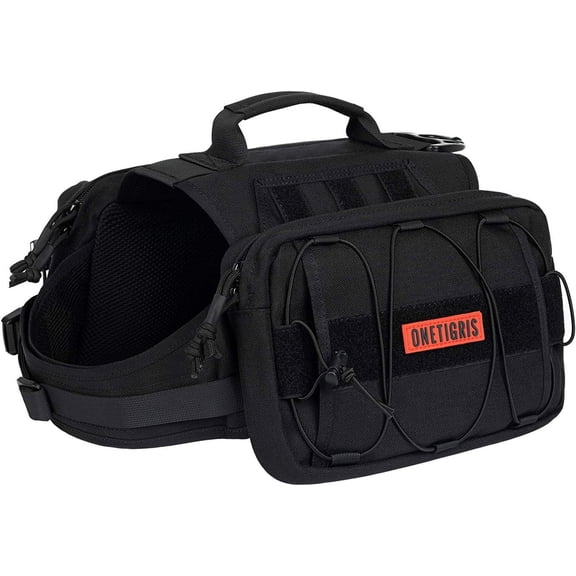 Tactical-Style Nylon Pet Backpack for Medium and Large Dogs, Black, Large