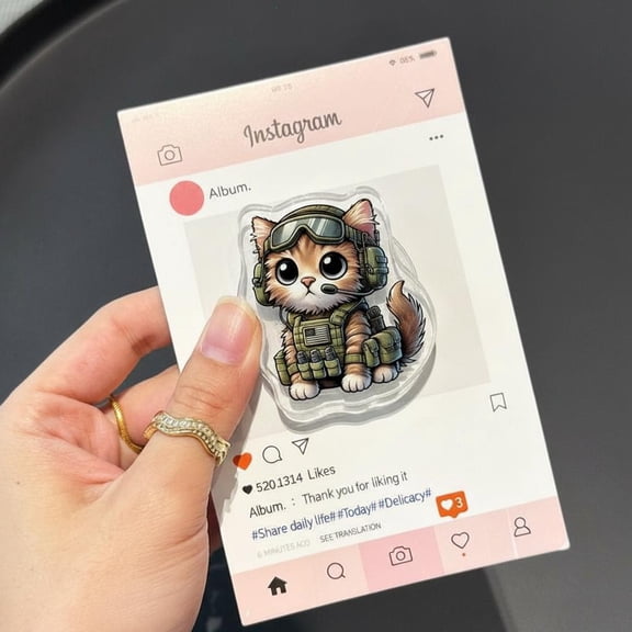 Tactical Support Kitty Phone Grip, Funny Military Cat MagSafe Holder, Graphic Fur Lover Griptok, Unique Gift for Hardcore Readers, Kitten Mom Accessory, Feline Support Decor