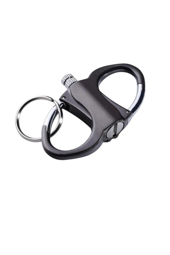Tactical Survival Keychain Lighter Windproof Refillable Carabiner Clip For Outdoor Emergency Black Hy 656