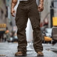thumbnail image 1 of Tactical Sweatpants for Men Lightweight Corduroy Cargo Pants Casual Workout Hiking Athletic Trousers with Pockets New Men Wide Leg Pants Brown M, 1 of 6