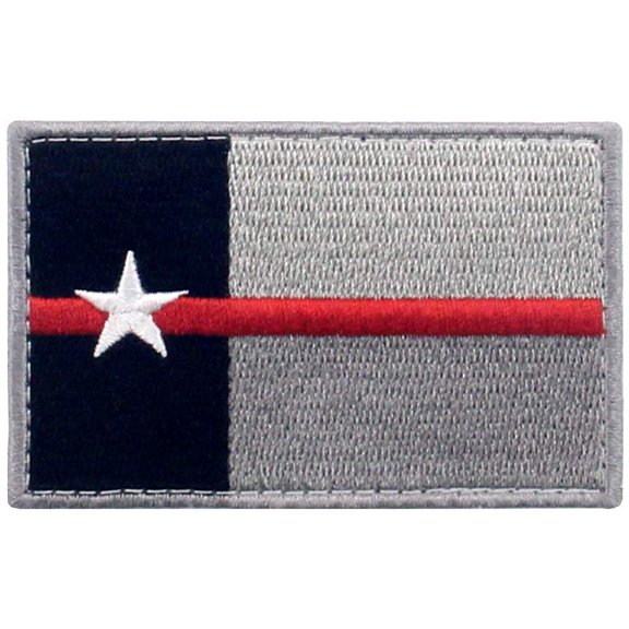 Tactical Texas Flag Thin Red Line Patch Embroidered Morale Applique Fastener Hook And Loop Emblem