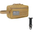 thumbnail image 1 of Tactical Toiletry Bag for Men – MOLLE Dopp Kit with Dry/Wet Separation, Large Capacity, Water-Resistant Travel Shaving Bag with U.S Patch & T-Mount MOLLE Clip (khaki), 1 of 7