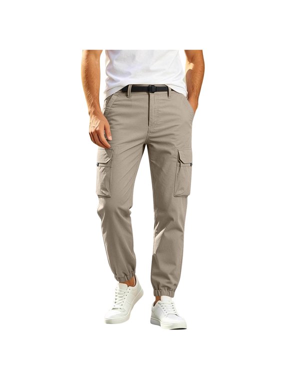 Tactical Trousers Men Casual Classic Cargo Pants Combat Jogging Bottoms Stretch Fit Trouser Elasticated Waist Sweatpants Fashion Business Work Pant with Zip Pockets