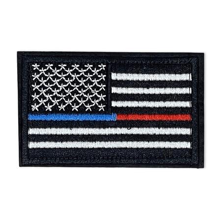 Tactical USA Flag Patch with Detachable Backing Red Blue Line