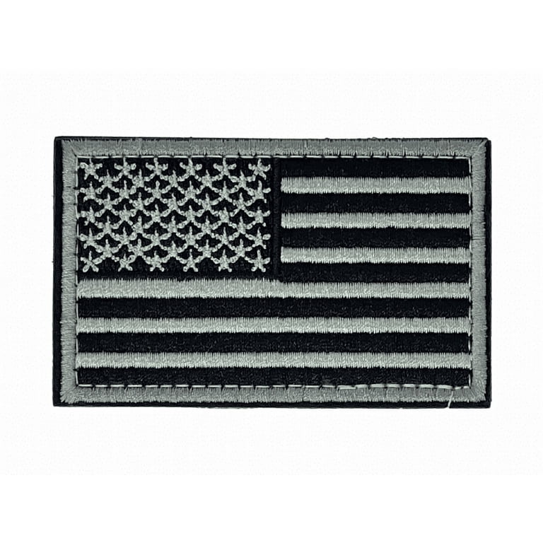 USA Flag Patch With VELCRO® Fastener - Tactical Gray & Black, Embroidered, Made In USA