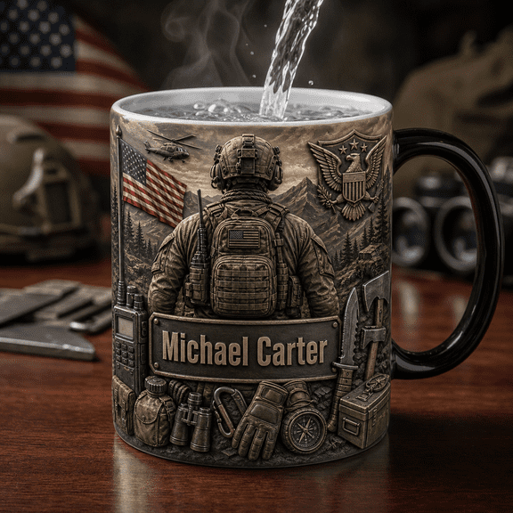 Tactical Veteran Mug 2D Printed 3D Effect Personalized Military Gear Gift,gift mug, family mug, cute mug, coffee mug