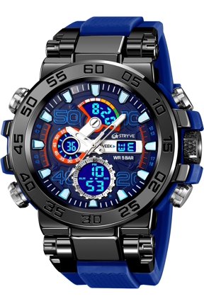 Tactical Watch for Men 50M Waterproof Analog Digital Watches with Dual Time, LED Backlight, Alarm, Stopwatch Military Style Shock-Resistant Silicone Band Outdoor Watch