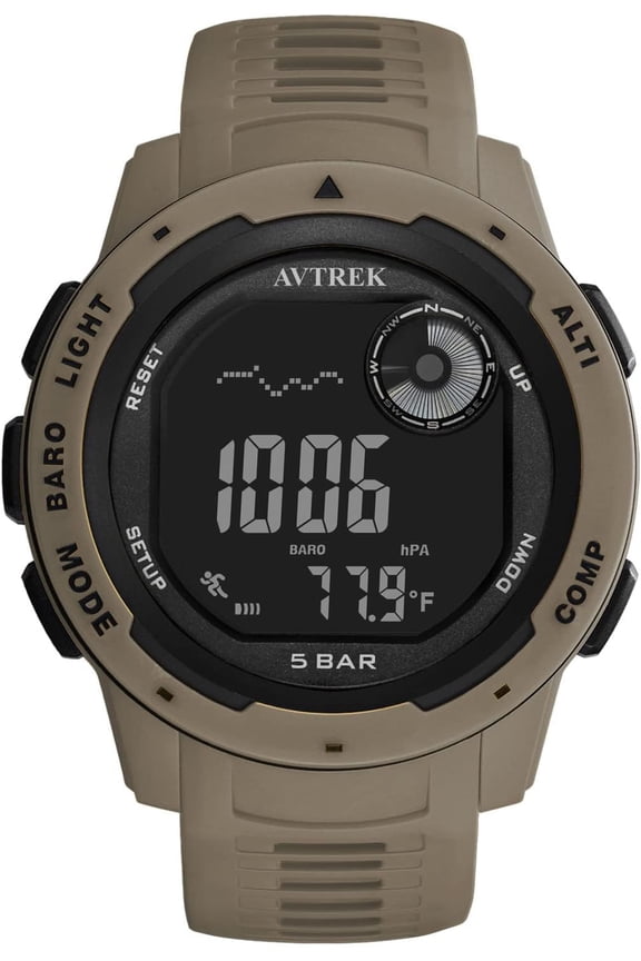 Tactical Watch with Compass,50M Waterproof Pedometer, Digital Altimeter Watch for Outdoor Hiking/Climbing(Cafe)