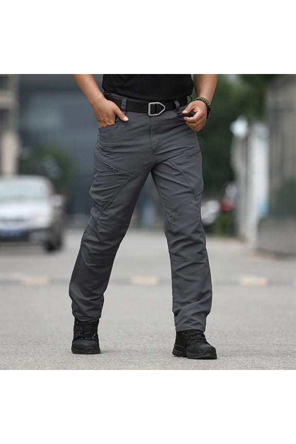 Tactical Waterproof Pants, Men’s Flex Camo Cargo Pants, Lightweight Waterproof Quick Dry Tactical PantsGray S
