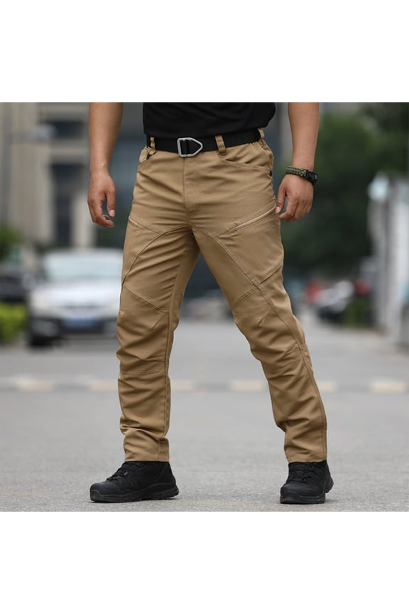 Tactical Waterproof Pants, Men’s Flex Camo Cargo Pants, Lightweight Waterproof Quick Dry Tactical PantsLight Brown M