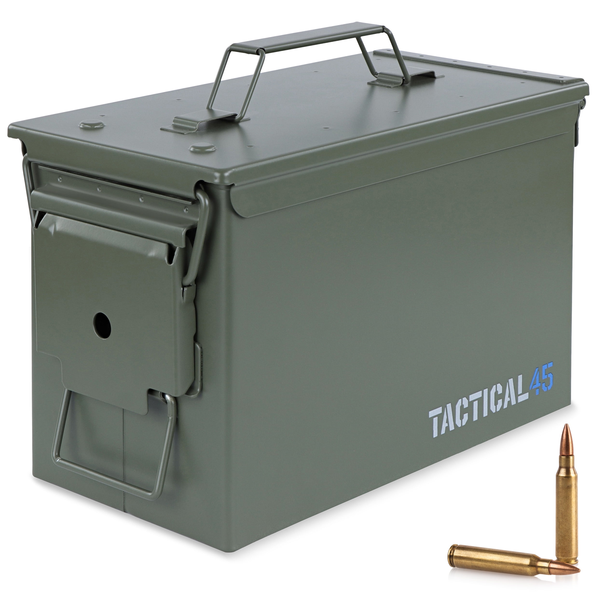 Tactical45 M2A2 Metal Ammo Box, 50 Cal Steel Green Ammo Storage