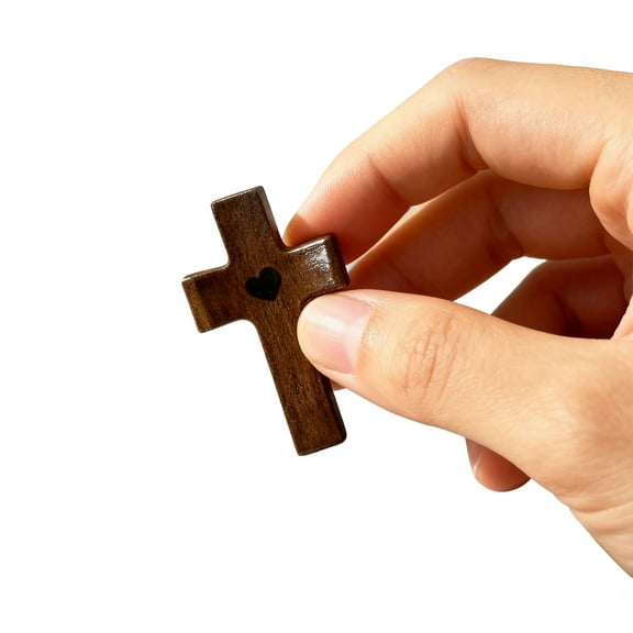 Tactile Intelligence Stress Relief Toy Black Walnut Thumb Cross Wooden Church Easter Handle Piece, Exquisite Feng Shui Ornament With Spiritual Blessings For Wealth Attraction And