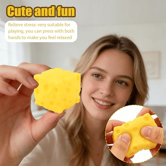 Tactile Relief Slow Rebound Cheese Ornament, Hand Tension Management Prop, TPRA Material, 5cm, Single Pack