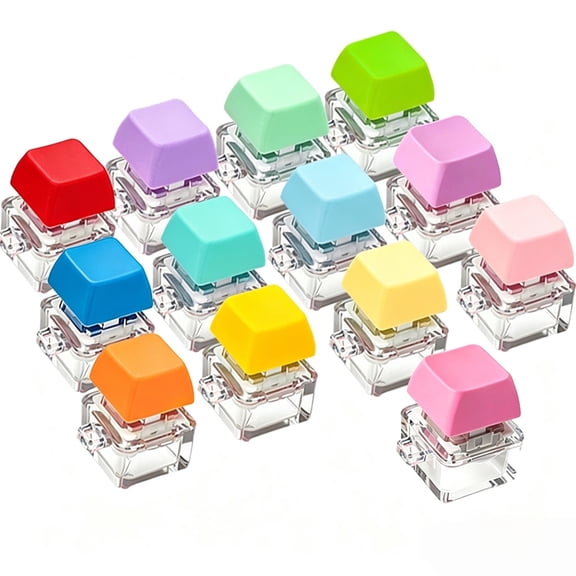 Tactile Single Key Squeeze Toys, Mini Keyboard Squeeze, Sensory Squeeze, Squeeze Toys Adults Relaxation, 1.06X0.94X0.75 in 5.5G Colorful Random Mixed Shade Clicker Squeeze, Clear