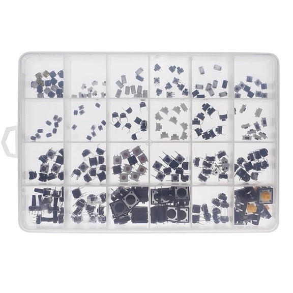25 Values MicroSwitch Momentary 250Pieces Tactiles Push Button Switches Assorted Kits For Electronics Projects