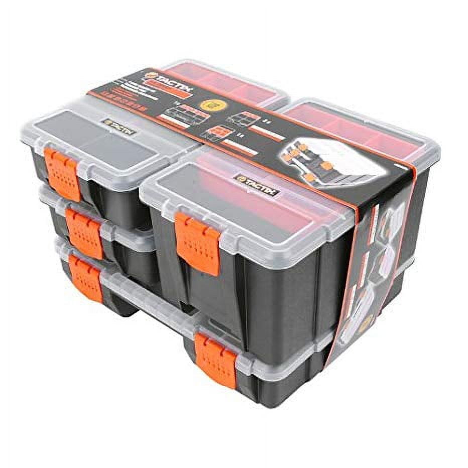 Tactix 320020 Hardware & Parts Organizers, 4 Piece Set, Black/Orange 