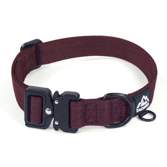 Tacwild Heavy-Duty Tough Nylon Quick-Release Dog Collar Burgundy M