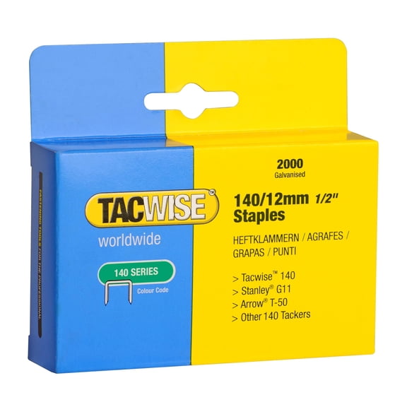 Tacwise 140 1/2-Inch Galvanized Staples for Hand Tackers/Hammer Tackers, Box of 2000 (0348)