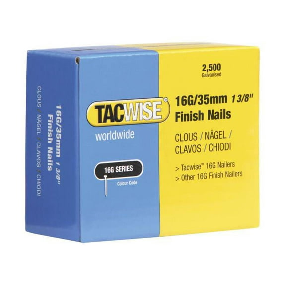 Tacwise - 16 Gauge Straight Finish Nails 20mm (Pack 2500)