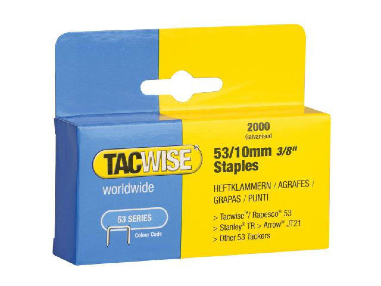 Tacwise - 53 Light-Duty Staples 10mm (Type JT21 A) (Pack 2000)