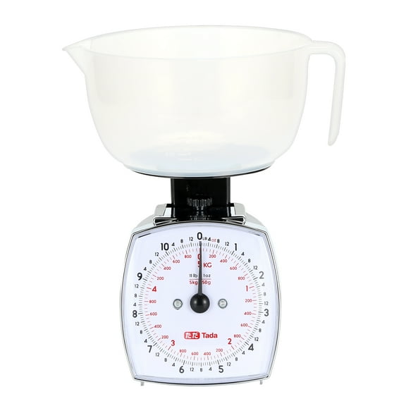 Tada 11lb Analog Food Scale Mechanical Dial Kitchen Scale, Removable Measuring Cup, Tare Function, Kitchen Friendly