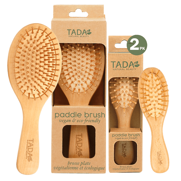 Tada Natural Beauty Bamboo Hair Brush l Wooden Comb (2PK Wood Pin& Mini)