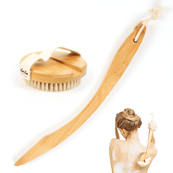 Tada Natural Beauty Wooden Body Brush with Long Detachable Handle