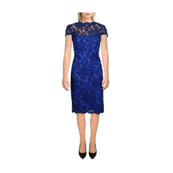 Tadashi Shoji Womens Embroidered Sheath Dress, Blue, 6