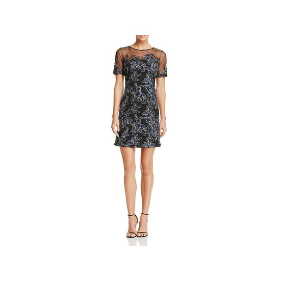 Tadashi Shoji Womens Mesh Floral Print Party Dress