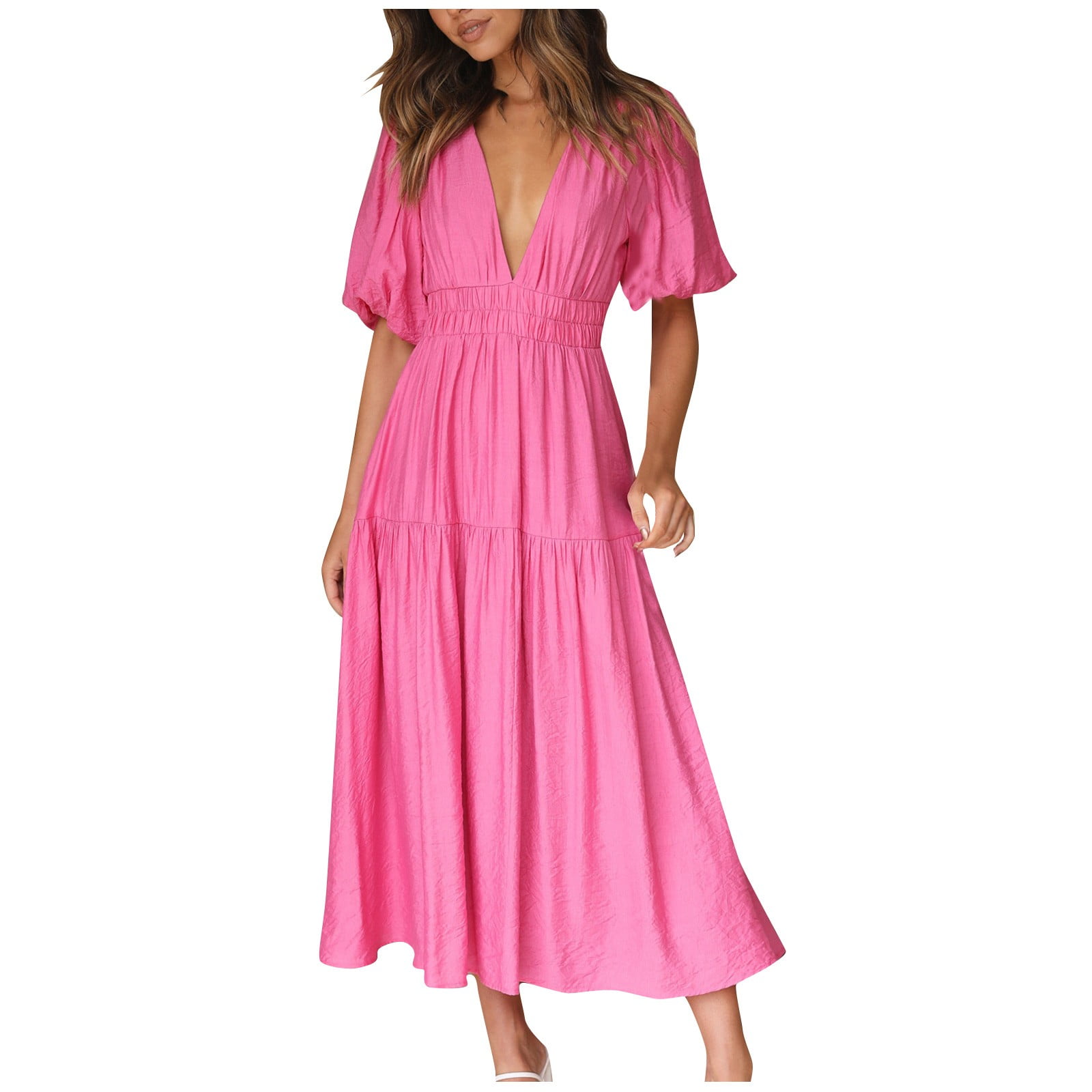 Pink Satin Corset Dress / Pink Satin Short Sleeve Dress /short