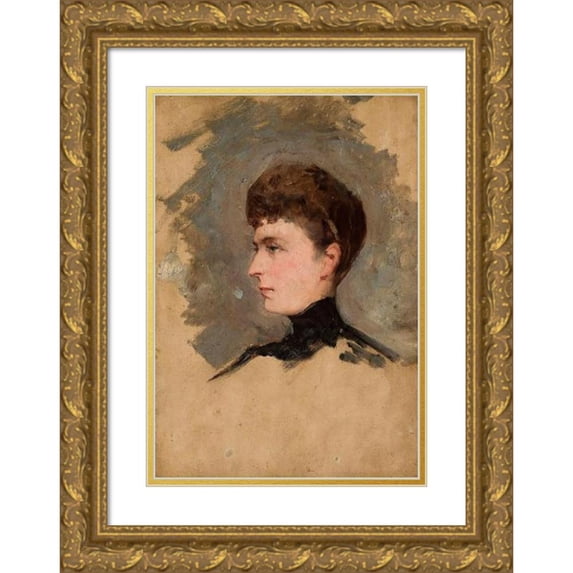Tadeusz Ajdukiewicz 11x14 Gold Ornate Wood Frame and Double Matted Museum Art Print Titled - Portrait of a Lady, Sketch