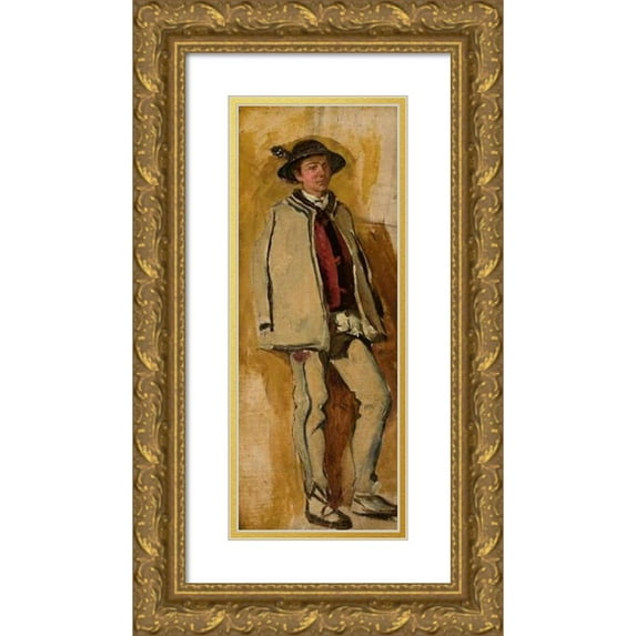 Tadeusz Ajdukiewicz 8x14 Gold Ornate Wood Frame and Double Matted Museum Art Print Titled - Portrait of a Young Highlander