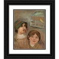 thumbnail image 1 of Tadeusz Makowski 12x14 Black Ornate Wood Framed Double Matted Museum Art Print Titled: Two Little Girls Beside a Cage with a Canary (1922), 1 of 5