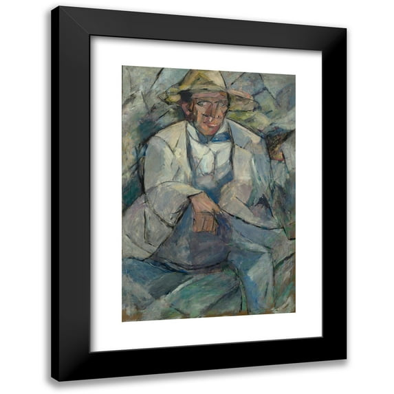 Tadeusz Makowski 13x18 Black Modern Framed Museum Art Print Titled - Portrait of a Man in a White Hat (1913)