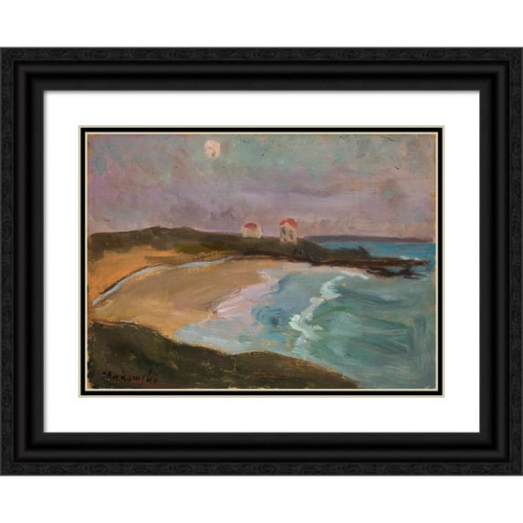 Tadeusz Makowski 14x11 Black Ornate Wood Framed Double Matted Museum Art Print Titled: Sea Coast (1910)