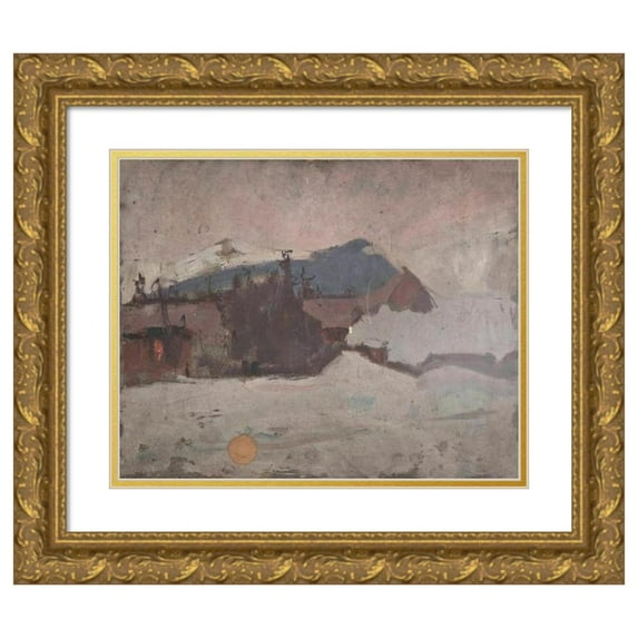 Tadeusz Makowski 14x12 Gold Ornate Wood Frame and Double Matted Museum Art Print Titled - Winter Landscape (1907)