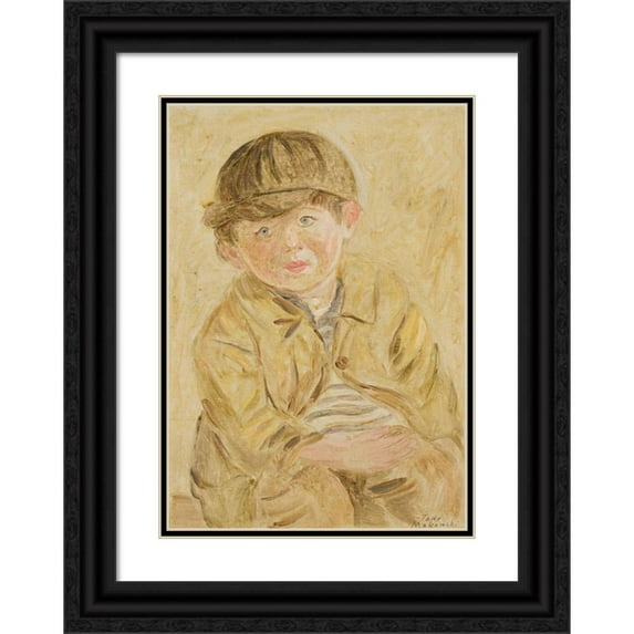 Tadeusz Makowski 14x18 Black Ornate Wood Framed Double Matted Museum Art Print Titled - Boy in a Visored Cap (1923)