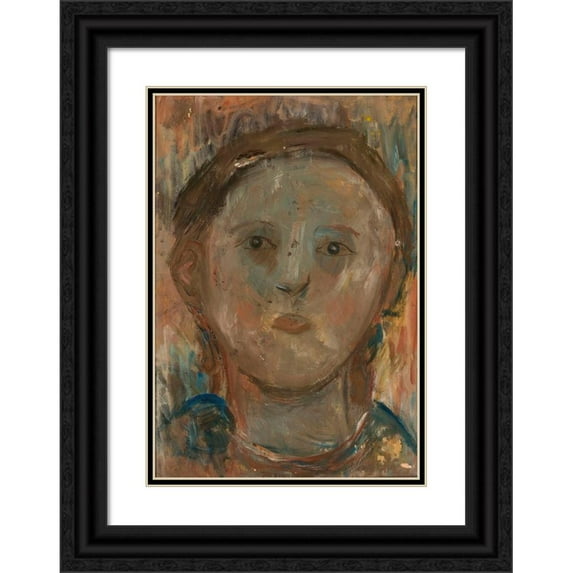 Tadeusz Makowski 14x18 Black Ornate Wood Framed Double Matted Museum Art Print Titled - Little Girl's Head (1919)