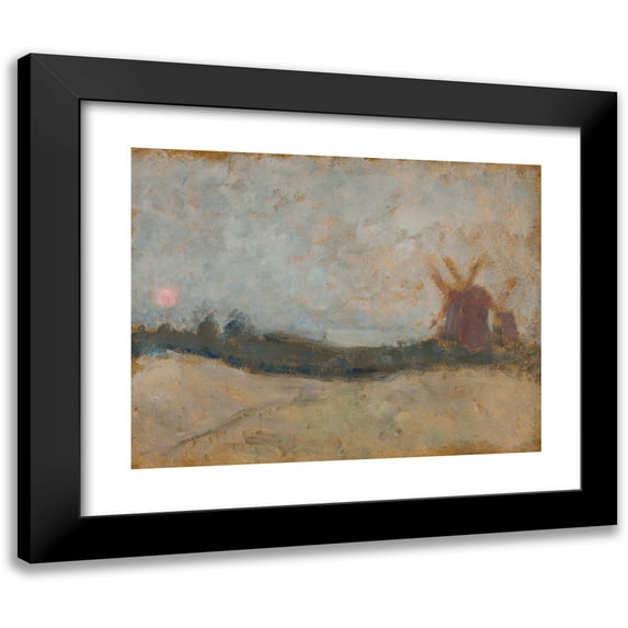 Tadeusz Makowski 18x15 Black Modern Framed Museum Art Print Titled - Landscape with Windmills (1907)