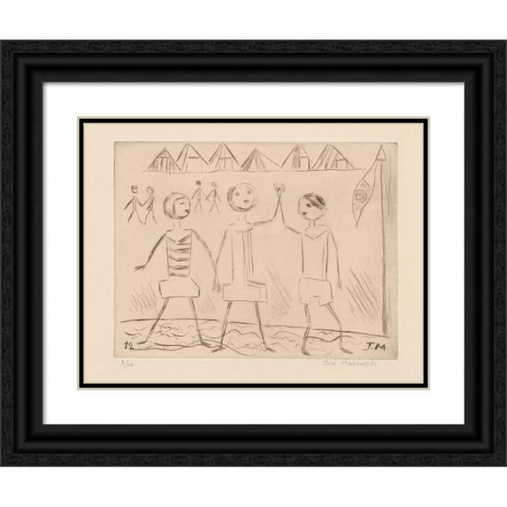 Tadeusz Makowski 18x15 Black Ornate Wood Framed Double Matted Museum Art Print Titled - Beach (1930)