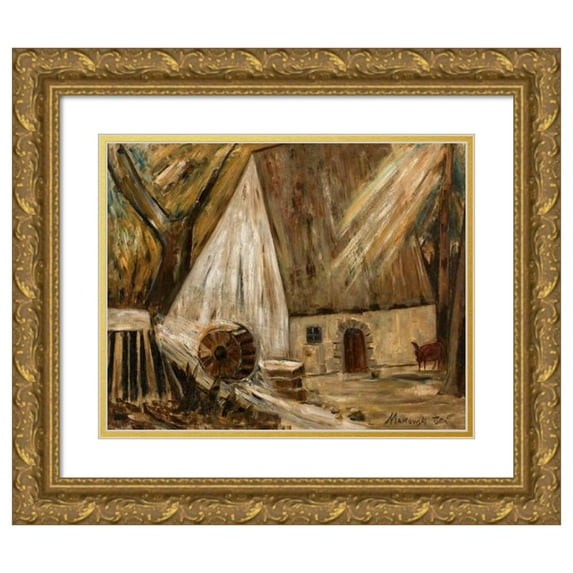 Tadeusz Makowski 18x15 Gold Ornate Wood Frame and Double Matted Museum Art Print Titled - Mill (In Banay) (1928)