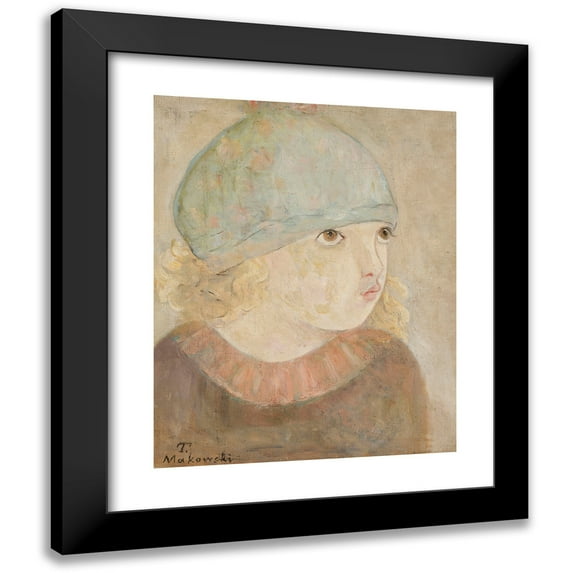 Tadeusz Makowski 20x24 Black Modern Framed Museum Art Print Titled - A Girl in a Blue Hat (Fillette) (1927)